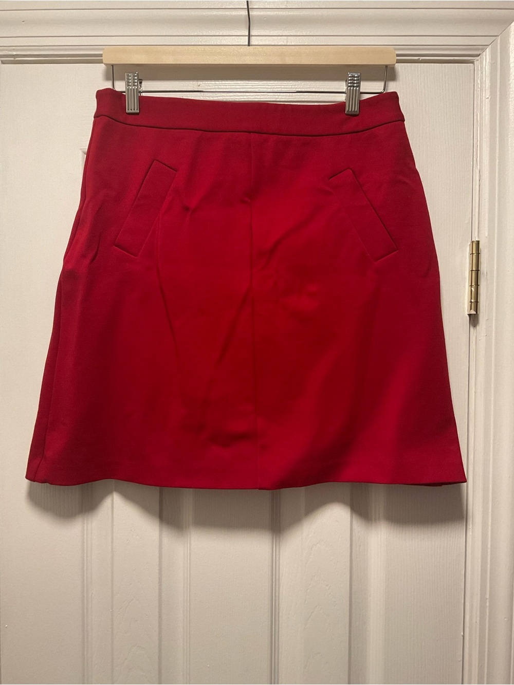 Mario Serrani Italy Red Mini Skirt with Angled Front Pocket Details
